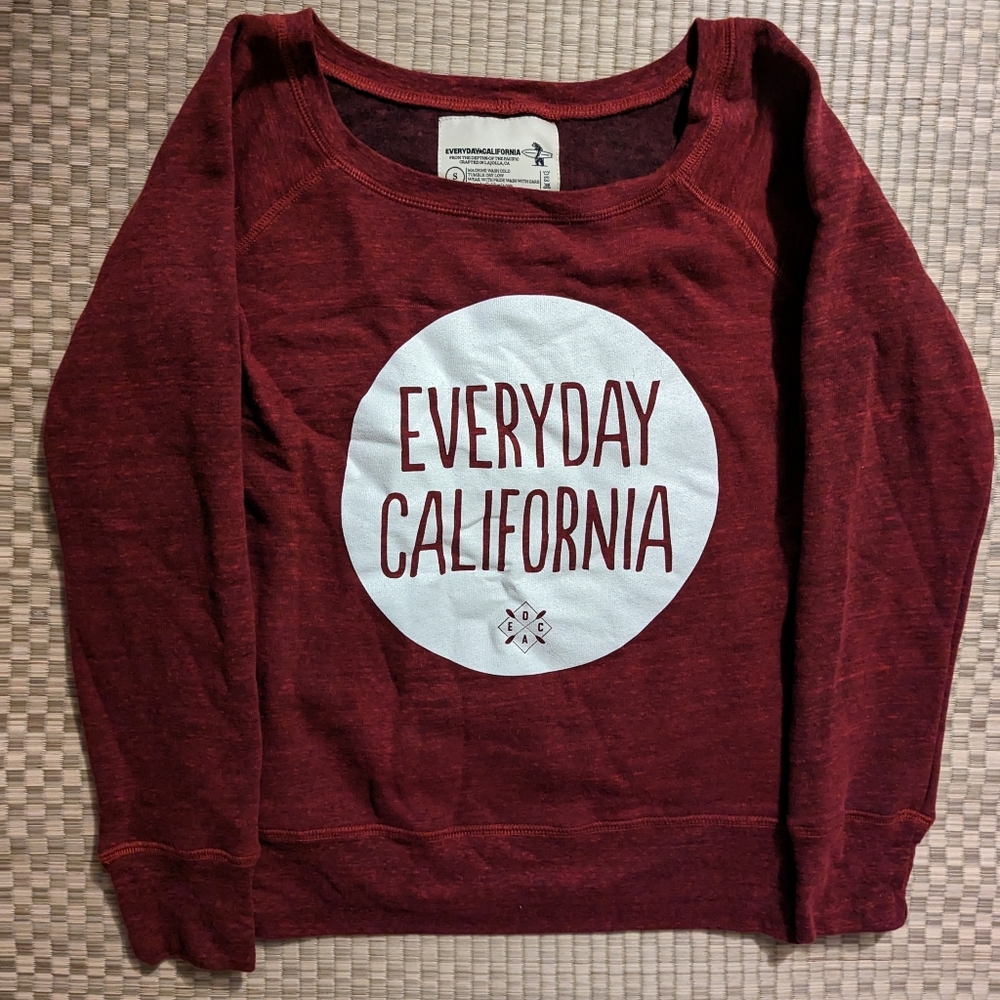 Everyday California Off Shoulder Sweatshirt Red Women's Size Small Made in USA